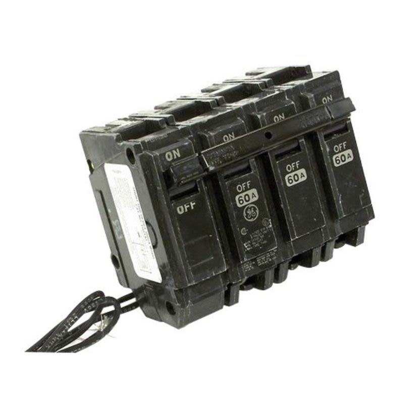 GE Q-Line® THQL32070ST1 Type THQL Molded Case Circuit Breaker, 120/240 VAC, 70 A, 10 kA Interrupt, 3 Poles, Internal Common Trip
